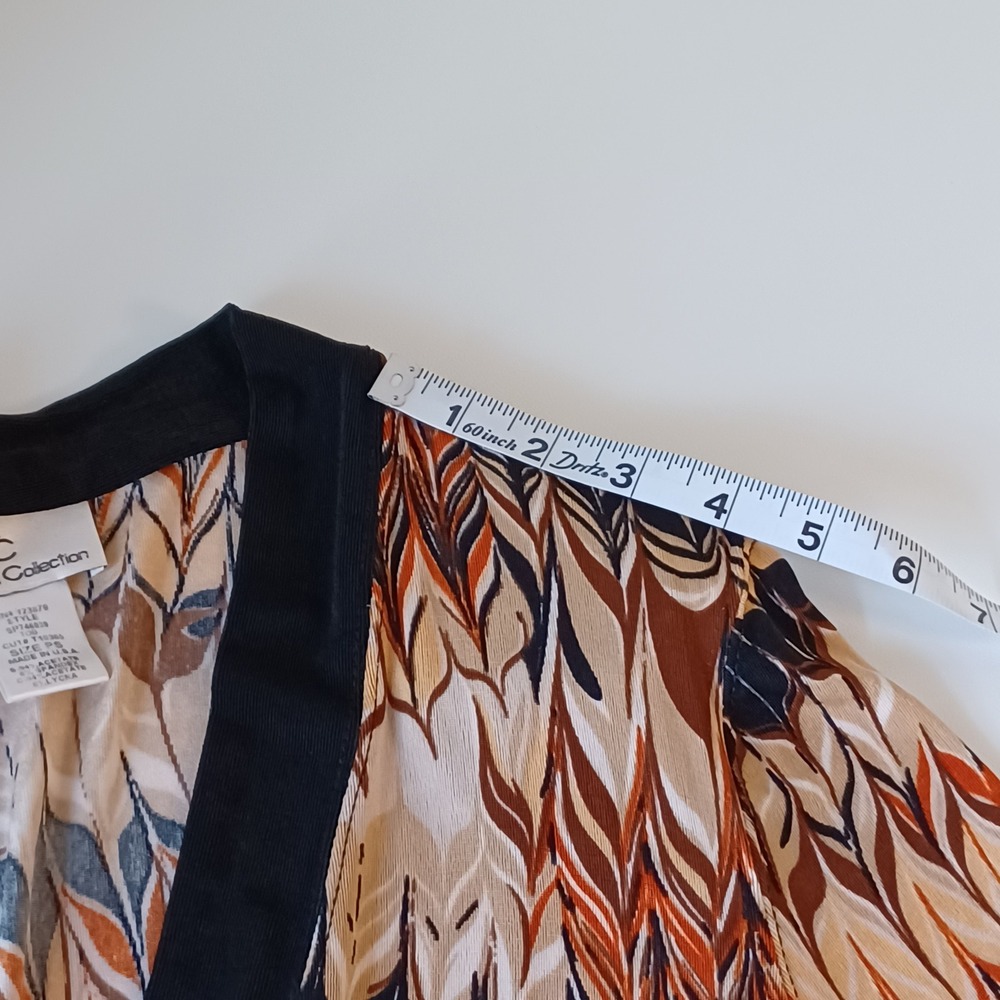 The Travel Collection Cardigan & Shell Set Orange Brwn Abstract Print Petite M/S - Picture 8 of 11